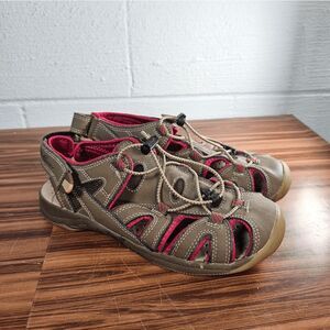 Eddie Bauer women's Mary Shitake Brown Leather fisherman Sandals Size 7 Shoes